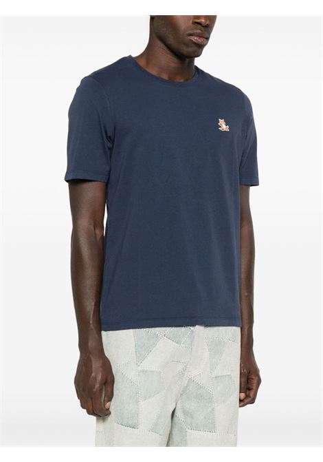 T-shirt con applicazione Chillax Fox in blu Maison kitsuné - uomo MAISON KITSUNÉ | LM00110KJ0008P494